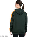 Chanda Khuba Women's Dark Green & Orenge Sweatshirt Full Sleeve Kangaroo Pocket Pullover hoodies - CKHD-G-08-01