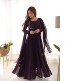 Women Anarkali Gown with Dupatta (Purple) |