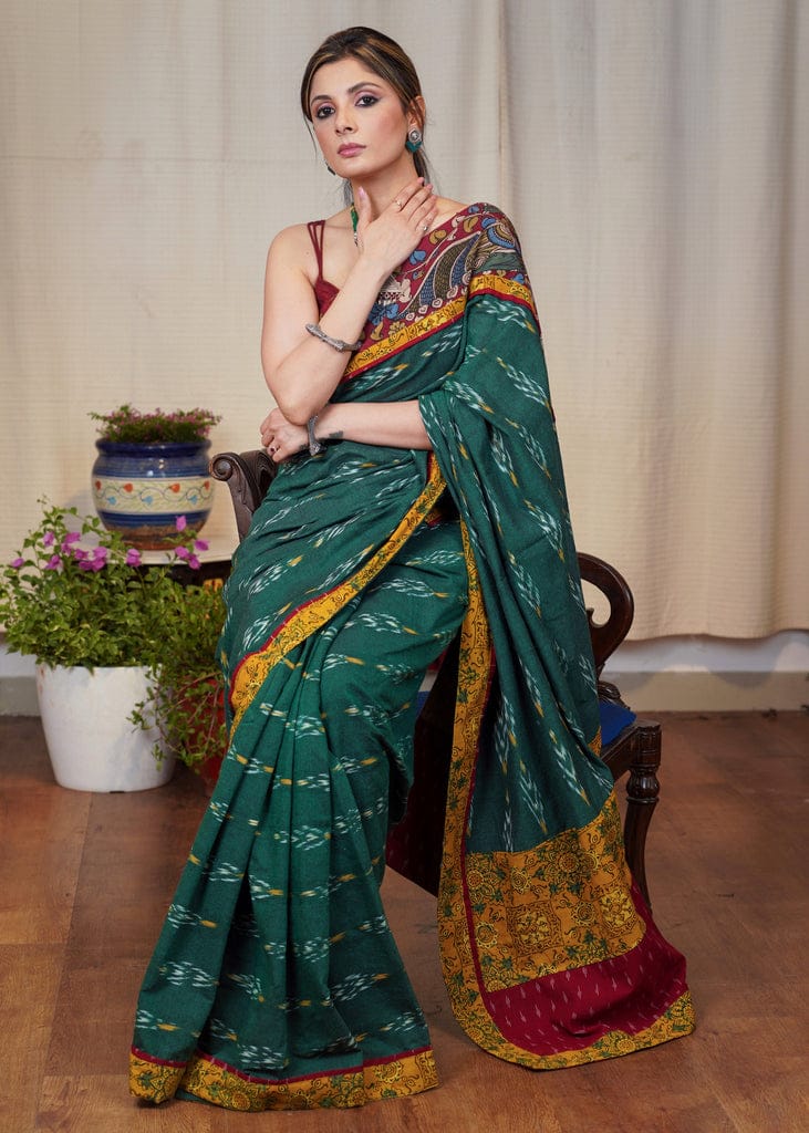 Mulmul & Cotton Saree With Blouse - GillKart