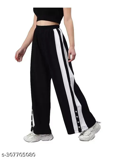 Striped Flared Black Trackpants