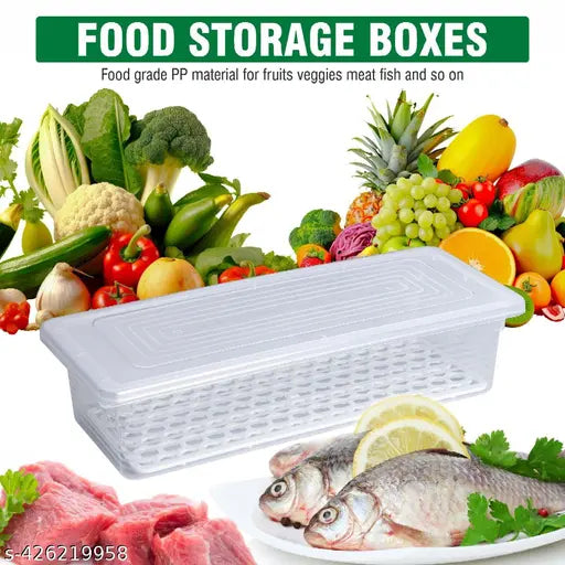 6 PCS Food Storage Container Fridge Boxes for Fish, Meat, Fruits (1500ML) Storage Basket Plastic ( 1500, ML ,Pack of 6)