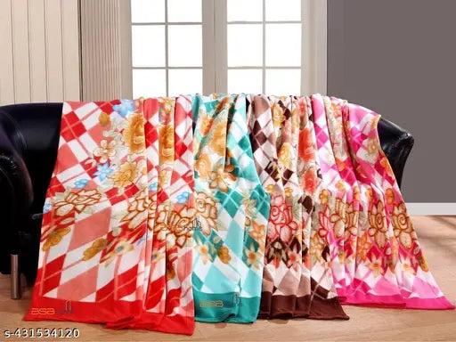 SRT All Season Multipurpose Polar Fleece Single Bed Printed Assorted Multicolor Light Weight Blanket (Set of 4, 90 x 60 inches)(Skin Friendly) - Prime Collections