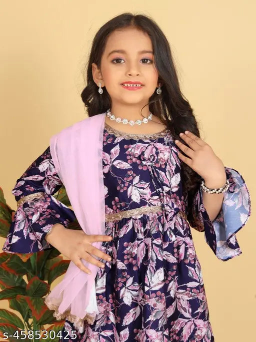 Girls Aliya Cut Top with Sharara Dupatta set