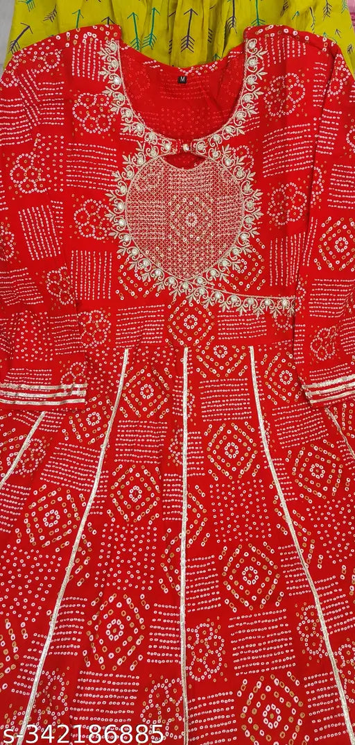 Women bandej printed gota work anarkali kurta