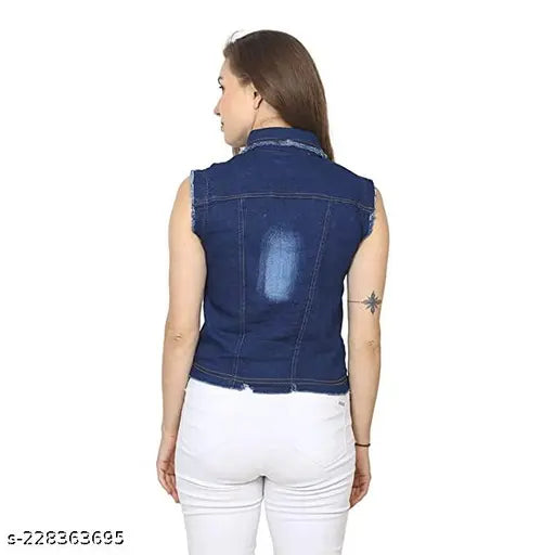 Stylish Latest Denim Lycra Blend Jacket For Women | SLEL