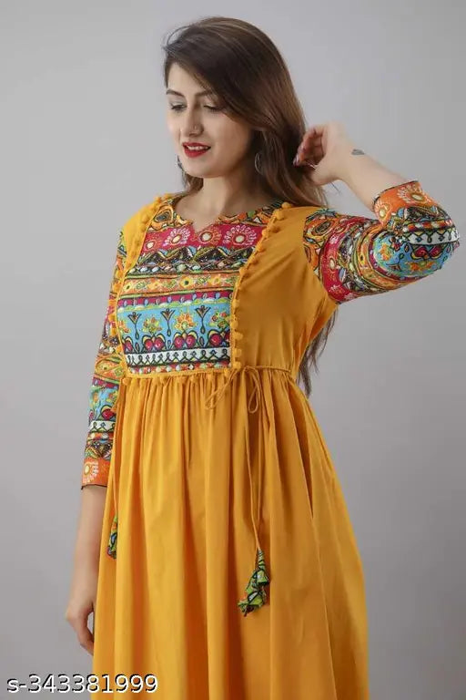 Women's Trendy Rayon A Line Printed Kurti