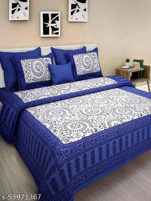 Jaipuri Double Bed Bedsheet Combo Pack 2 Bedsheet with 4 Pillow Cover