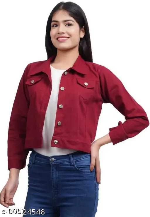 Maroon Denim Jacket for women & girls