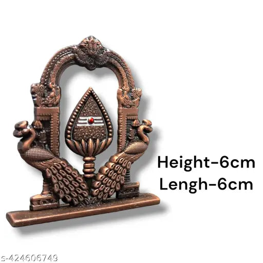 Divine Murugan OM Vel with Peacock for Car Dashboard | Decorative Copper Plated Murugan Vel Mayil Idol.