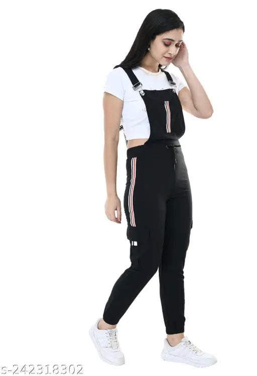 Women Full Length Black Dungaree | Women stretchable Dungaree | Women Dungaree | Women Casual Dungaree | Women Regular Dungaree