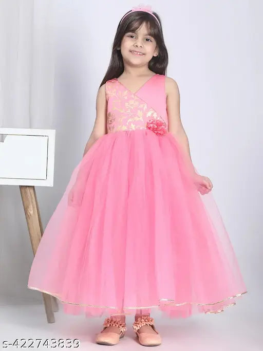 Toy Balloon Kids Hot Pink Full Length Girls Party wear Dress