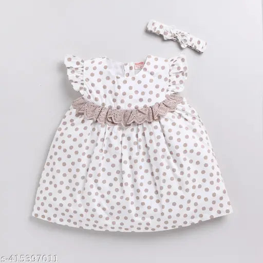 Snuggly Monkey White Polka Dot Frock with Hairband