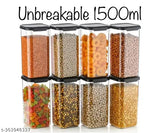 1500ml Pack of 8 Airtight Transparent Hight Quality Food Grade Kitchen Storage Plastic Jars and Containers