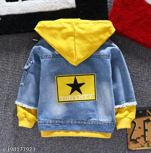 Denim jkt with yellow fleece Jackets & Coats