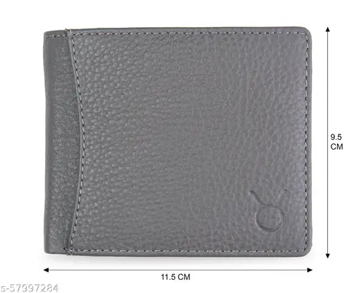 Hide Horn Bi-Fold Grey Leather Men's RFID protected Wallet