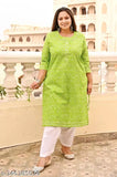 Plus Size Cotton Kurti with Heavy Lacework – Stylish and Comfortable for a Fashionable Celebration