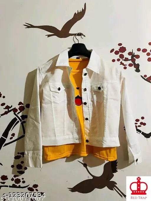 RED& TRAP STYLISH TWILL JACKET PIKACHU T-SHIRT AND JACKET COMBO FIT COMFRTBLE SELEEVES