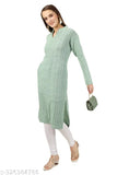 BLUSHH COLLECTION Women's Stripe Straight Mandarin Aqua Blue Kurtis & Kurtas