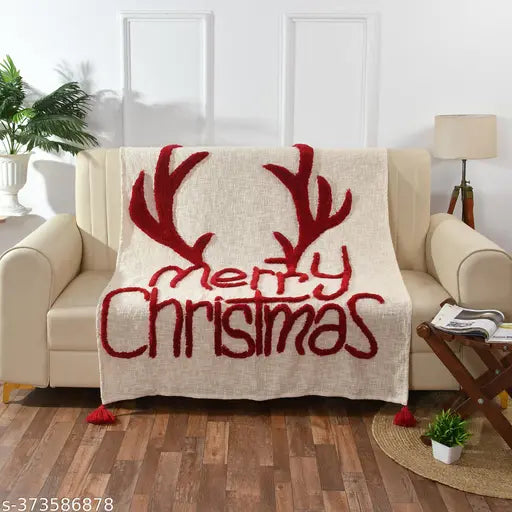 Weavers Hut Tufted Christmas Throw Blanket Handmade Throw Soft Cozy Couch Blanket for Christmas