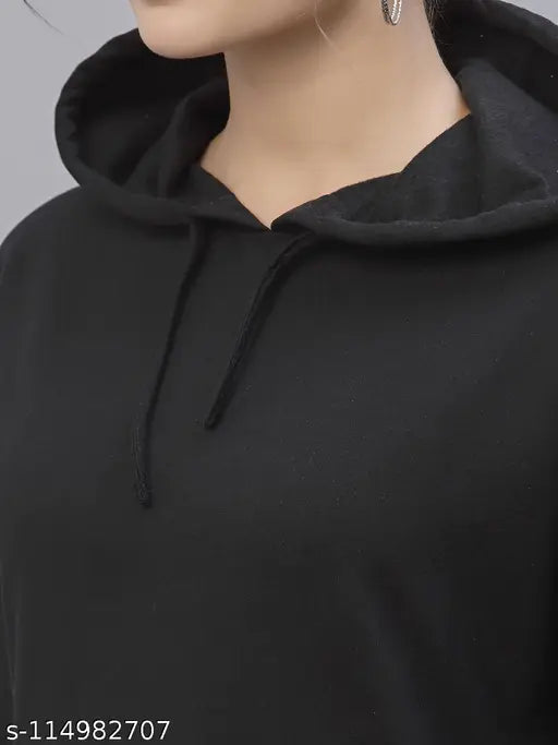 Style Quotient Women Black Hooded Sweatshirt