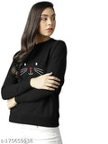 eddlees Stylish & Trendy Sweatshirts for Women Latest Winter | Black Meow