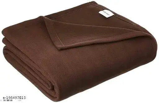 Shine Creations Pack of 1 Single Bed Solid/Plain Polar Fleece Ac Blanket_Size - 60*90 inch, color-Brown