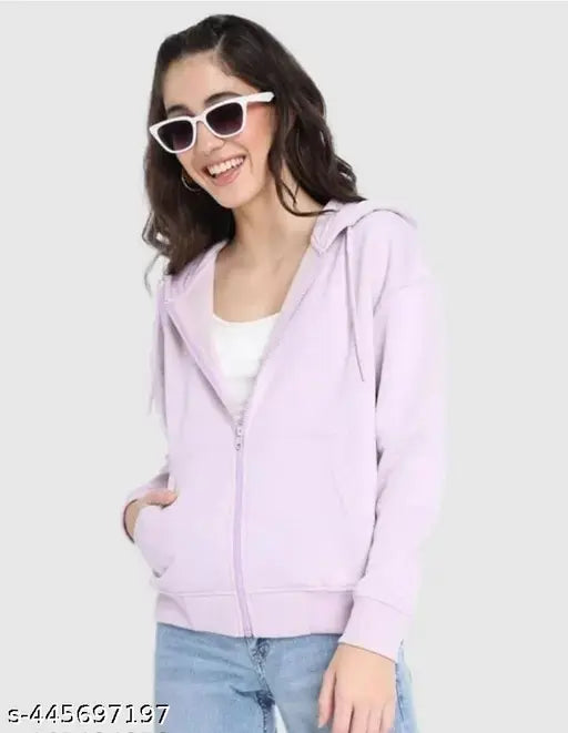 Stylish comfortable fleece lavender zipper hoodies for women/girls