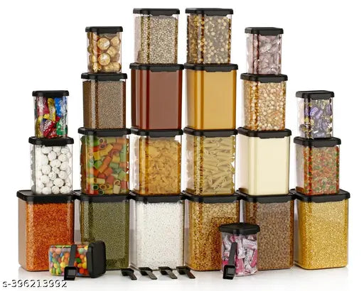 Pet Plastic Airtight Canister Set | Food grade and BPA free canisters | Durable & Shatterproof |Air tight seal & Stackable | Free from any kind of odor | Transparent |