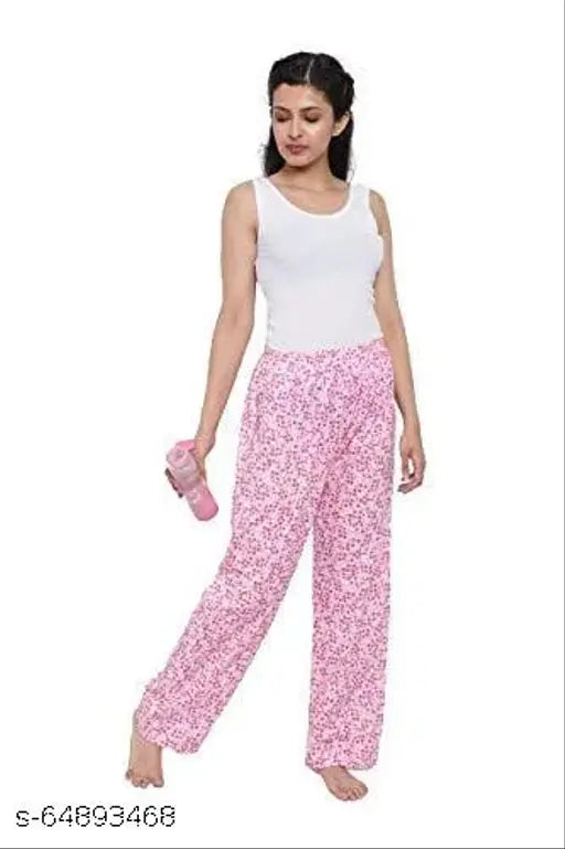 Supertive Women's Cotton Solid Printed Pyjama/Track Pant Lower (Multicolour; Free Size) Pack of 3