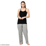 Le Espresso Women Soft Cotton Flower Printed Lounge Sleep Pyjama Pants - Grey