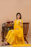 Veshviti Rayon Yellow Embroidered Gota Work Anarkali with Dupatta And Sharara Set Festive Collaction