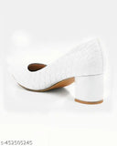 FQ White Block Pumps Heels