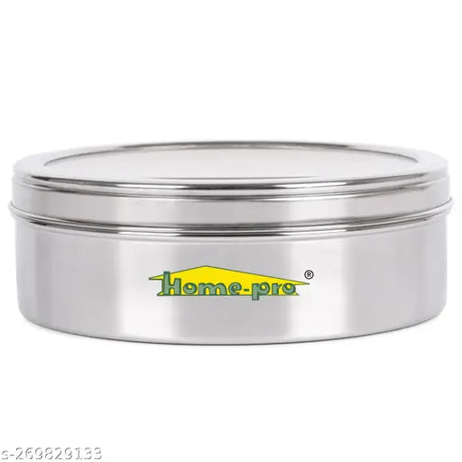 Home-Pro - See Through Neelam Masala Dabba | Stainless steel Spices Container | Kitchen Use Dabba | Mutipurpose Container | 9 Small Container | Air Tight 22.5 CM Diameter | Pack of 1