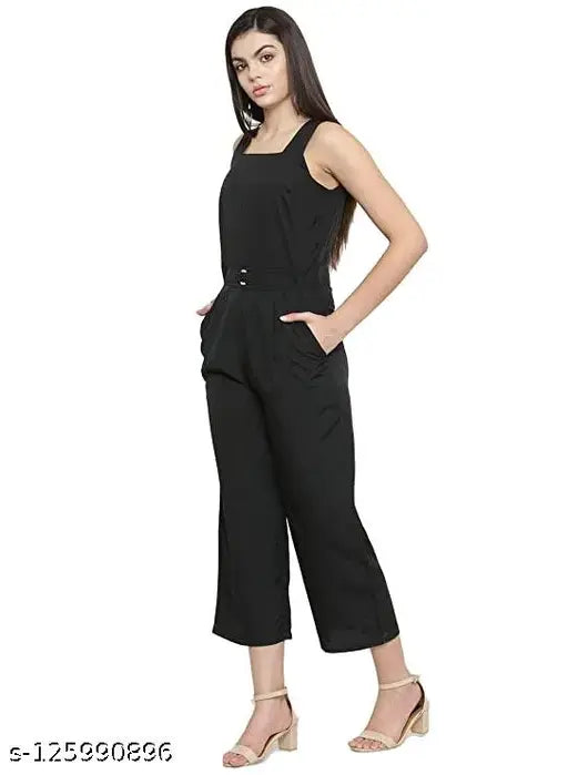 Magnetic Designs Black Solid Culotte Jumpsuit