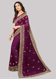 DISHA FASHION DURGA PUJA GEORGETTE BHALO MIRROR WEDDING,PARTY,FESTIVAL WEAR BOLLYWOOD SAREE.