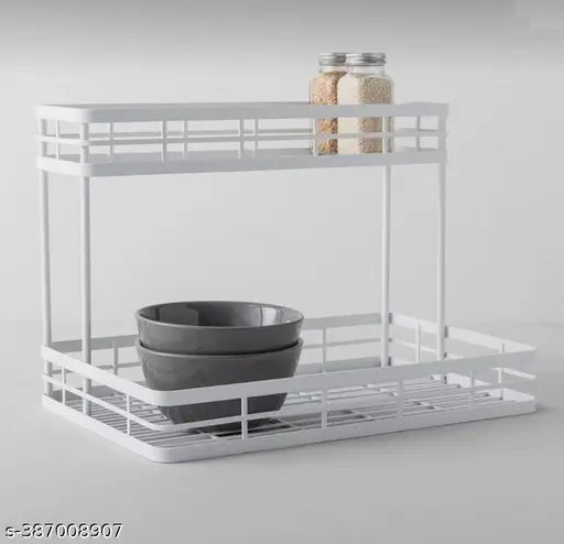 2 Tier Spice Rack Packet Jar Holder Kitchen Storage Spices Herbs Stand