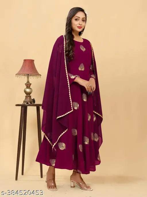 Purple embroidery kurti