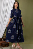 Stylish Women's Blue Printed Back Chain Closure Style Kurta