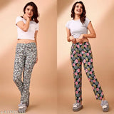 anjir Women's Rayon Printed Pyjama Lower for women with Back Pockets Combo Pack of 2 Pis