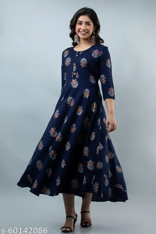 FANCY NAVY BLUE FLARED KURTA