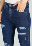 DAMAGE DARK BLUE , RIPPED JEANS