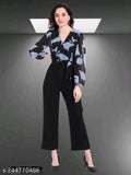 VB new style floral print jumpsuit with long v neck for women.