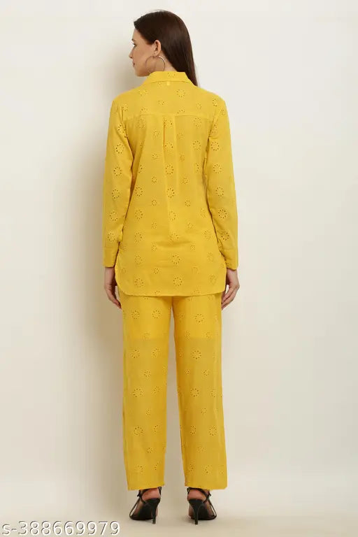 "BARIRA FASHION" Chikan Shirt and Pant-Mustard