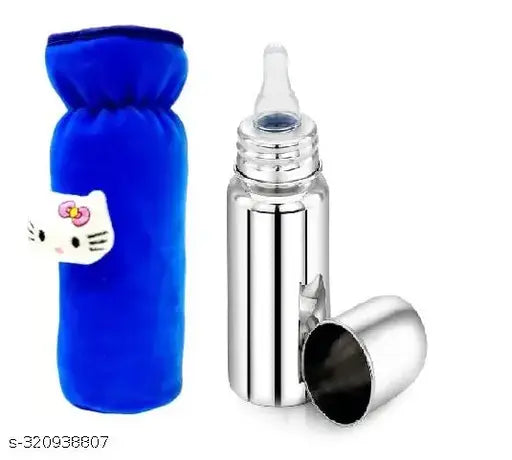 ECOM FASHION HUB Baby Feeding Stainless Steel Bottle, Milk Feeding, Water Feeding 250 ML( bottle with blue cover )