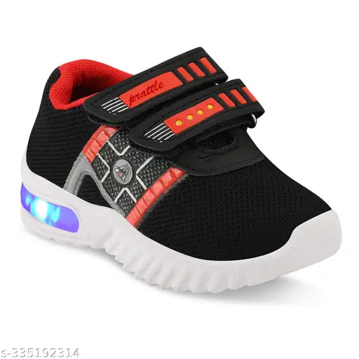 Kids Led Shoes, Casual Led Velcro Shoes, Light weight Shoes, Outdoor Sports Shoes for Little Tiny Kid T51Blackred#/@-