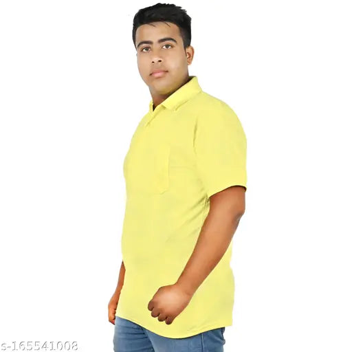 SMAN Polo Plus Size T-shirt for men with pocket in Matty Fabric, Half Sleeve, Regular Fit with Collar| Pack of 2 | Lemon & Red ("plus size tshirt " “SMAN tshirt" "tshirt for men" "men tshirt" "oversize tshirt " "tshirt men" "half sleeve tshirt" "polo