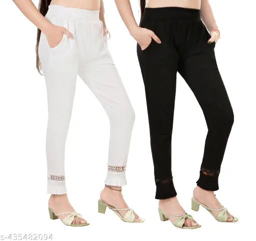 Trendy Pack Of 2 Women Regular Fit Pencil Pant Casual Cigrate Trouser