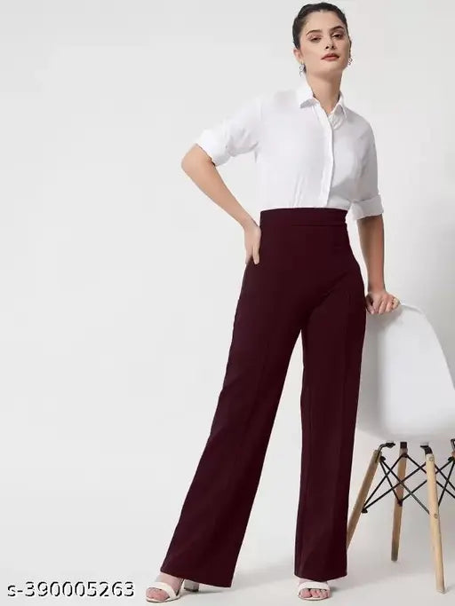 Trendy high-rise bell-bottoms with high-waisted bootcut trousers for women Combo of 3