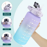 Water Bottle Motivational 2L with Straw Motivational Time Markings Drinks Bottle BPA Free Leak Proof, Flip Cap, Portable, Locked