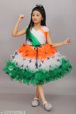 Jhilik Garments Girls Tri-color Frock for Special Occasions and School Events, Independence Day